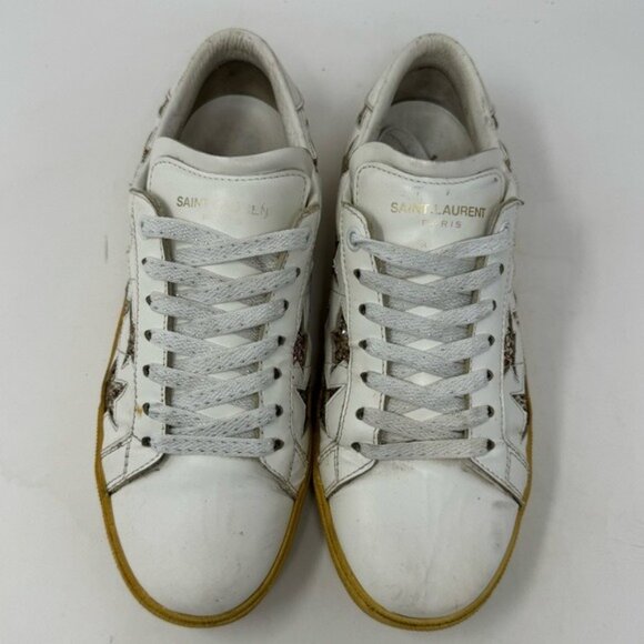 Authentic Leather Court Classic Glitter Star Sneakers size 37/ 7 US - Picture 3 of 10